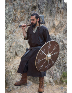 Tunique viking manche courte Richard, marron foncé