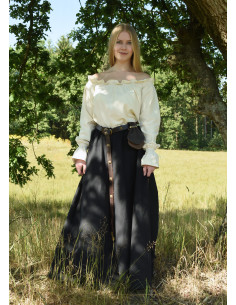 Jupe médiévale longue coupe large, noire 2