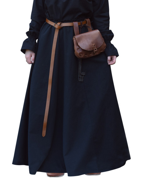 Jupe médiévale longue coupe large, noire