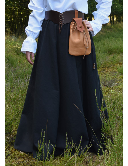 Jupe médiévale longue coupe large, noire
