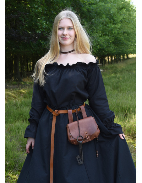 Jupe médiévale longue coupe large, noire
