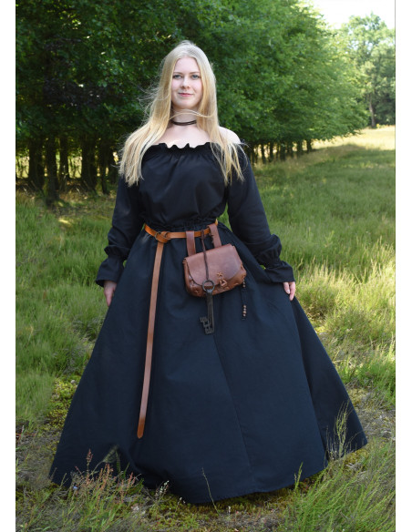 Jupe médiévale longue coupe large, noire