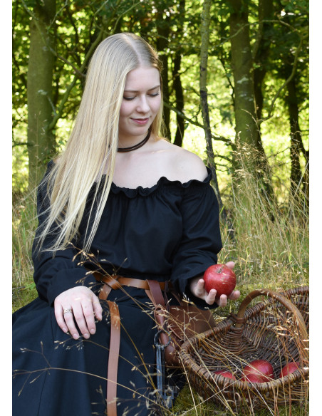 Jupe médiévale longue coupe large, noire