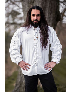 Chemise médiévale à nouer modèle Gustavo, couleur blanche