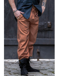 Pantalon médiéval unisexe couleur tabac avec bande...