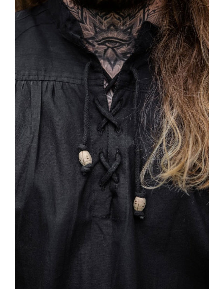 Chemise médiévale noire sans manches,...