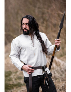 Chemise médiévale épaisse à lacets, grise