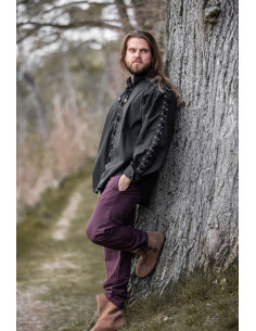 Chemise médiévale à nouer modèle Gustavo, couleur noire