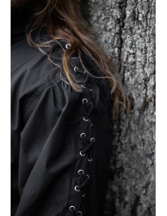 Chemise médiévale à nouer modèle Gustavo, couleur noire 2