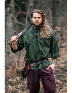 Chemise médiévale à nouer modèle Georg, couleur verte
