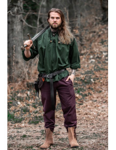 Chemise médiévale à nouer modèle Georg, couleur verte 2