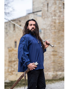 Chemise médiévale Adrian à lacets, couleur bleue 2