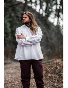 Chemise médiévale Adrian avec lacets, blanc ou noir