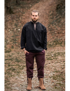 Chemise médiévale modèle Batrholomeus, couleur noire