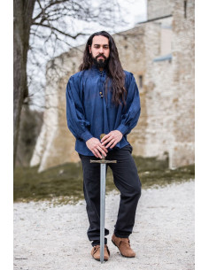 Chemise médiévale modèle Léopold, couleur bleue 2