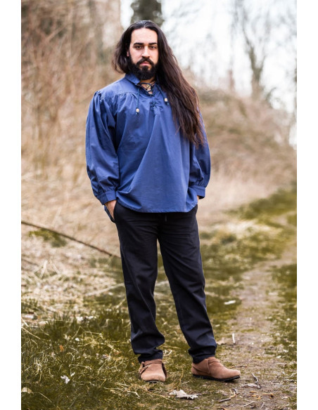 Chemise médiévale bleu Friedrich avec...