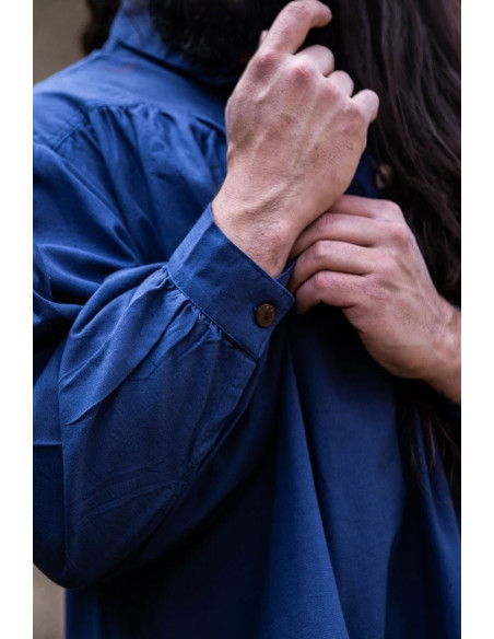 Chemise médiévale bleu Friedrich avec...