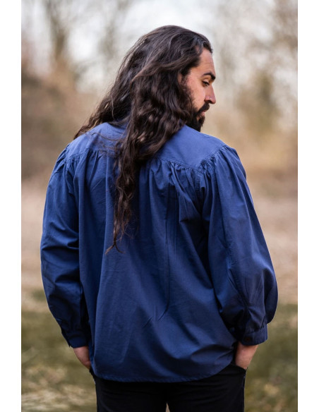 Chemise médiévale bleu Friedrich avec...