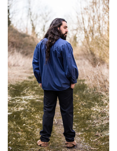 Chemise médiévale bleu Friedrich avec...