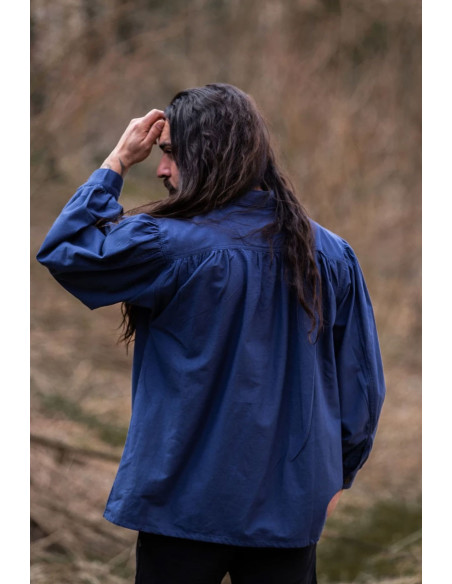 Chemise médiévale bleu Friedrich avec...