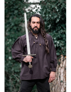 Chemise médiévale Friedrich marron foncé avec liens