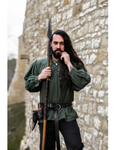 Chemise médiévale verte Friedrich à nouer