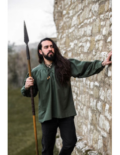 Chemise médiévale verte Friedrich à nouer 2