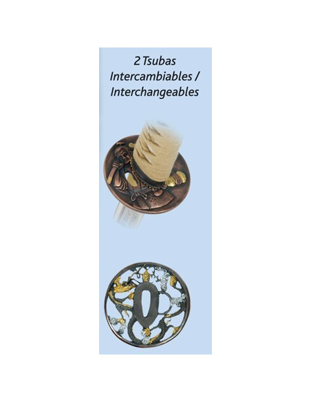 En acier au carbone Katana + couvercle + box + kit de nettoyage + 2 tsubas