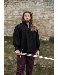 Chemise médiévale noire à nouer