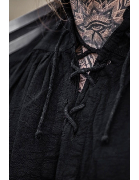 Chemise médiévale noire à nouer