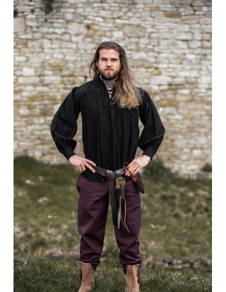 Chemise médiévale noire à nouer