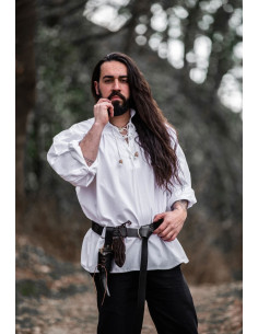 Chemise médiévale Friedrich blanche à nouer