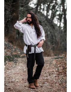 Chemise médiévale Friedrich blanche à nouer 2