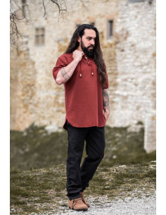 Chemise médiévale à manches courtes avec liens, rouge 2