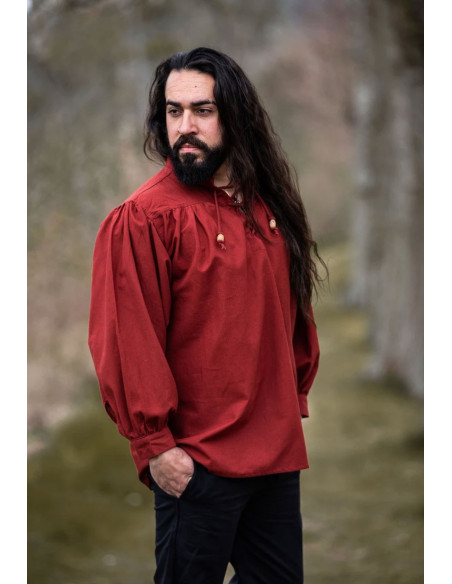 Chemise médiévale Friedrich rouge à...