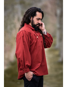 Chemise médiévale Friedrich rouge à nouer 2
