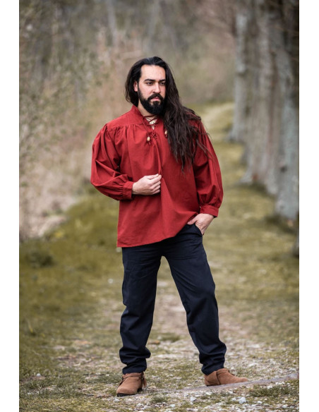 Chemise médiévale Friedrich rouge à...