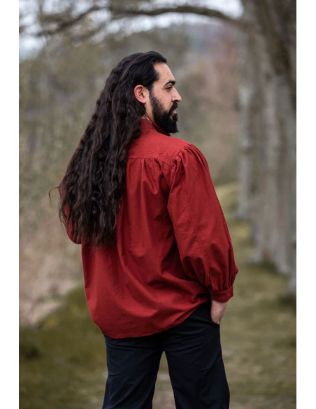 Chemise médiévale Friedrich rouge à...