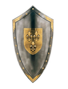 Bouclier avec fleur de lys au centre et clous autour