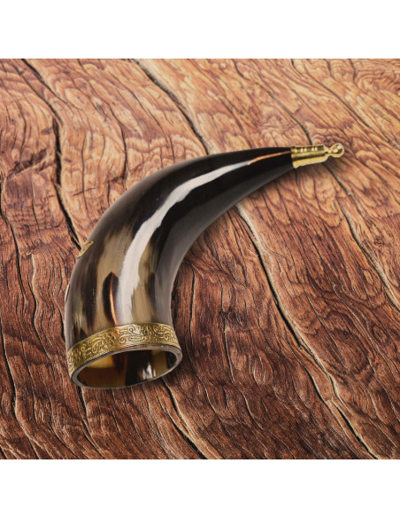Corne viking Thor avec bracelet en cuir