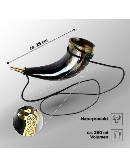 Corne viking Thor avec bracelet en cuir