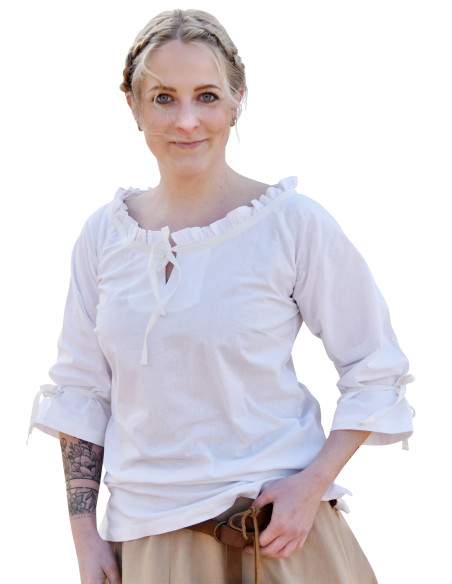 Chemisier médiéval femme Birga, blanc