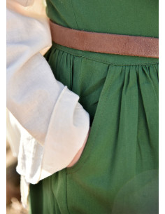Robe médiévale sans manches Lene en vert 2