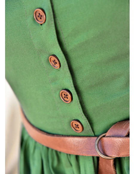 Robe médiévale sans manches Lene en vert
