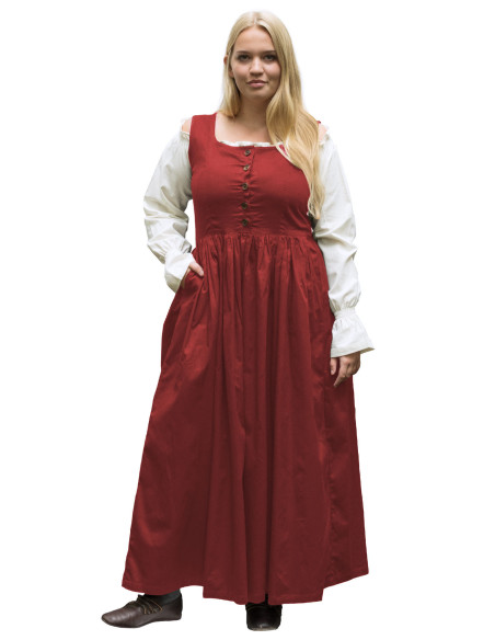 Robe médiévale sans manches rouge Lene