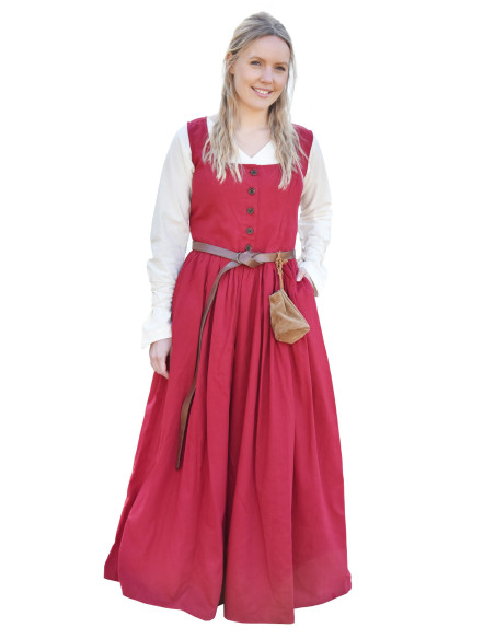 Robe médiévale sans manches rouge Lene