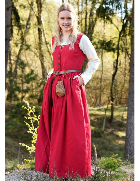 Robe médiévale sans manches rouge Lene