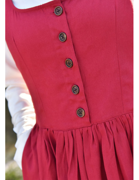 Robe médiévale sans manches rouge Lene