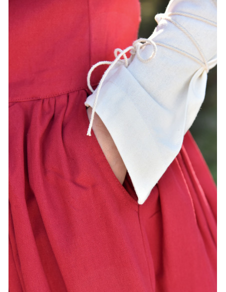 Robe médiévale sans manches rouge Lene