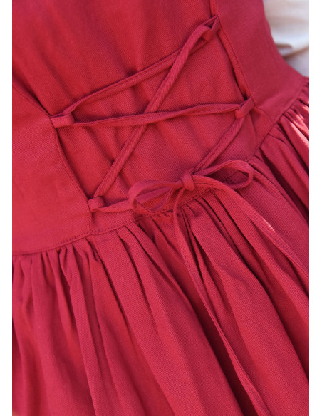 Robe médiévale sans manches rouge Lene